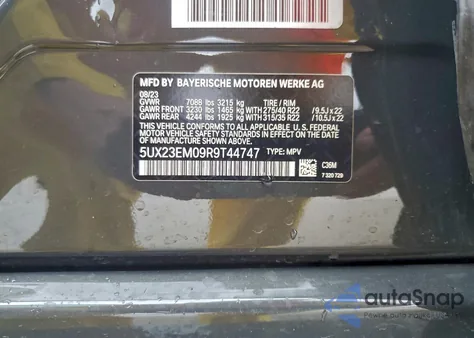 2024 BMW X7 xDrive40I z USA, uszkodzony, nr VIN 5UX23EM09R9T44747